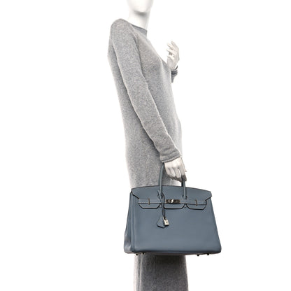 Hermes Togo BIRKIN 35 Bleu Lin 2 of 14