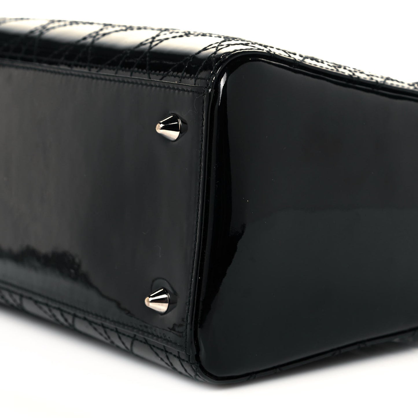 Patent Cannage Stitched Medium Lady Dior Black