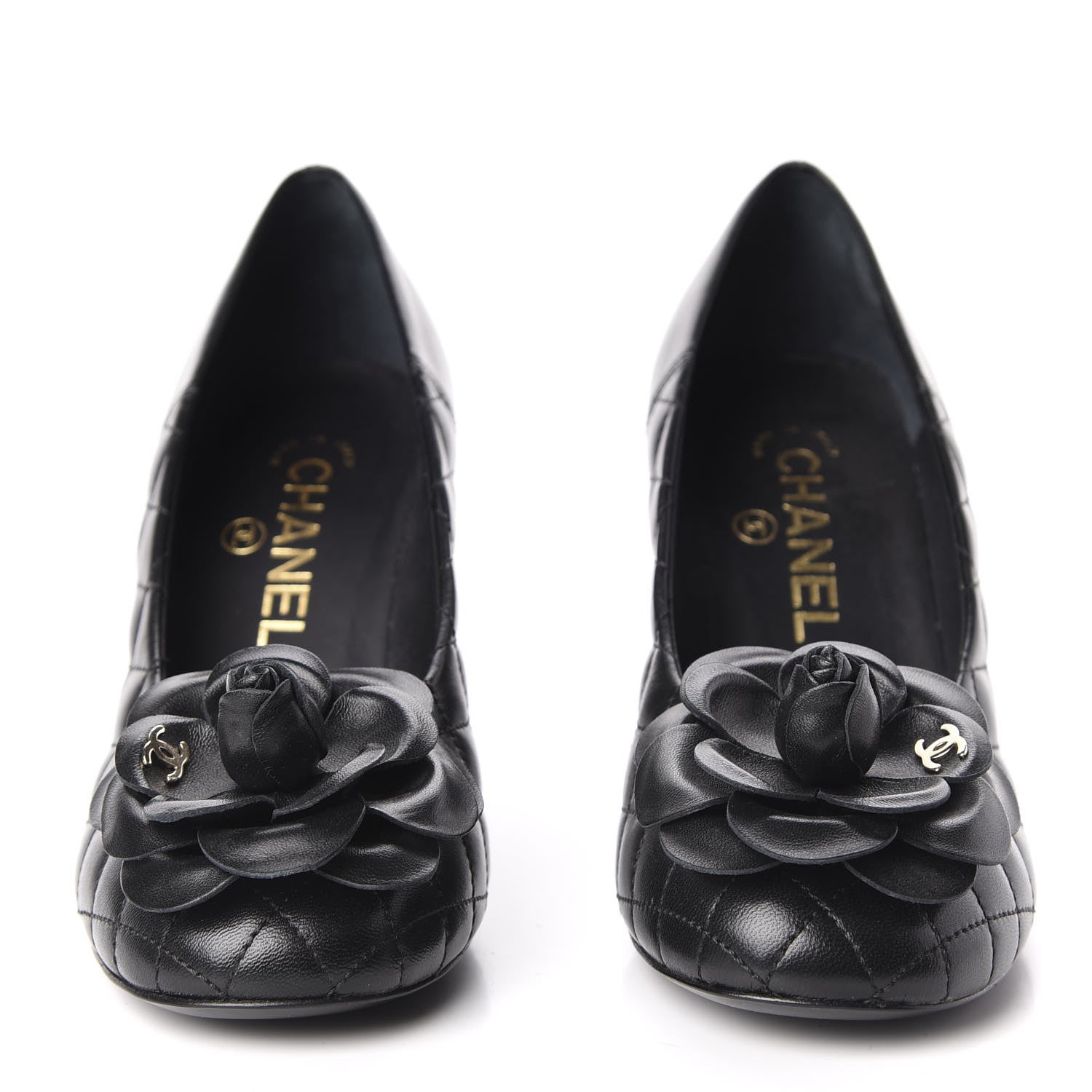 Chanel Lambskin Quilted Camellia Pumps 36.5 Black 3 of 10