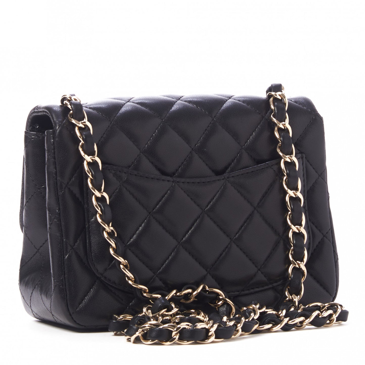 Lambskin Quilted Mini Square Flap Black