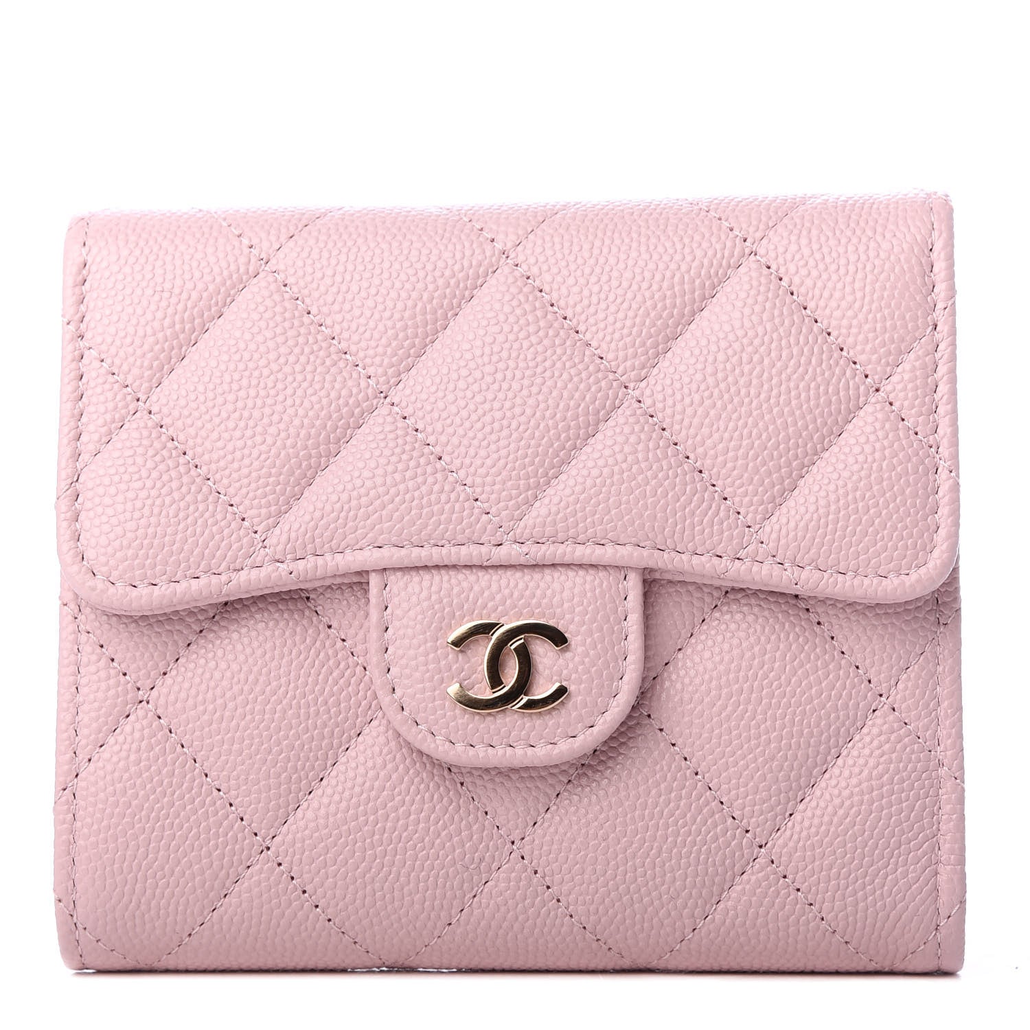Chanel Caviar Quilted Compact Flap Wallet Light Pink 1 of 8