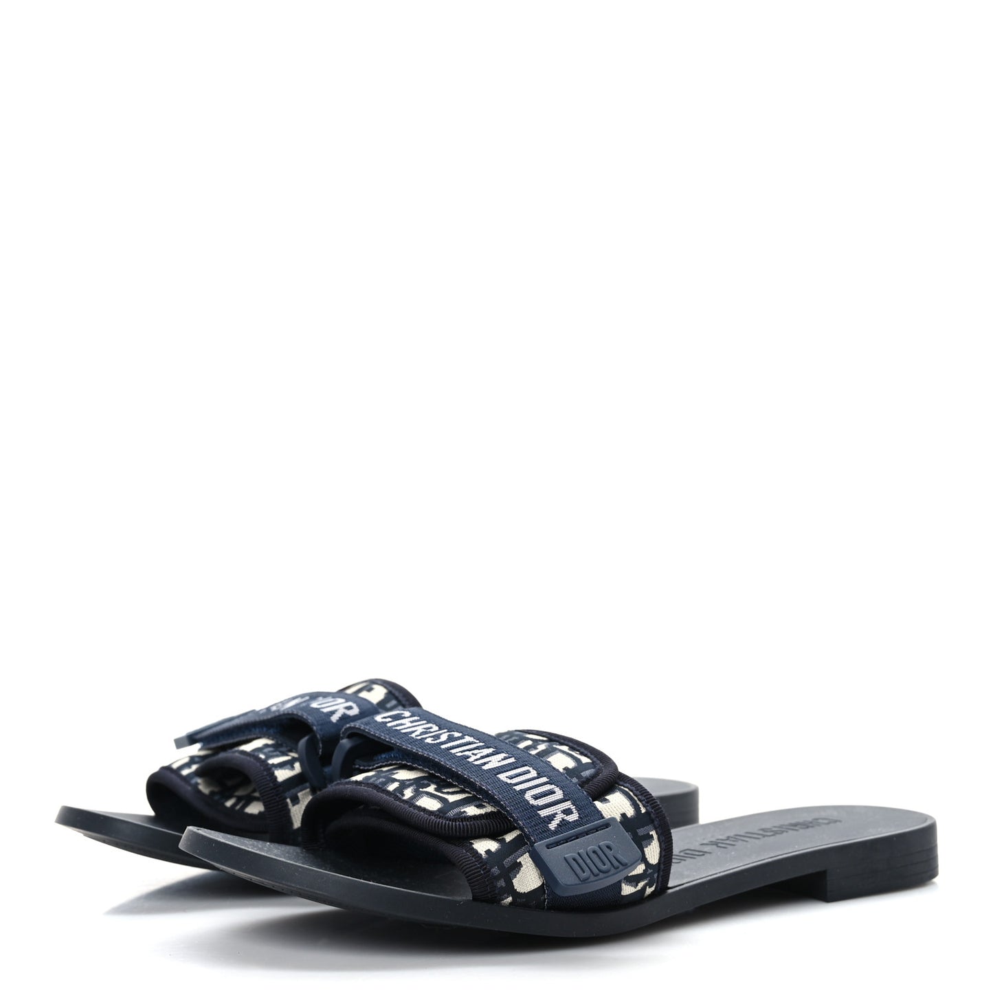 Nylon Oblique Dio(r)evolution Slide Sandals 40 Deep Blue