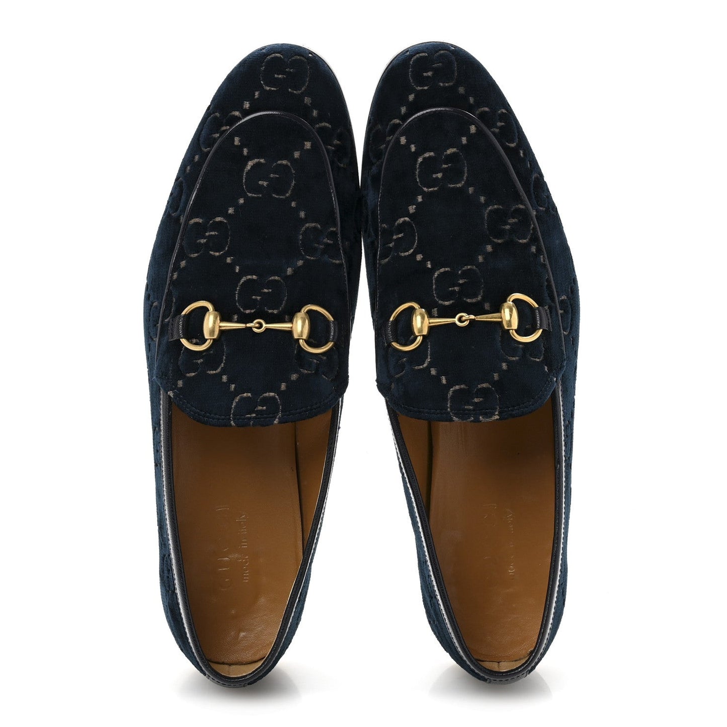 Velvet GG Monogram Horsebit Mens Jordaan Loafers 8.5 Blue Beige