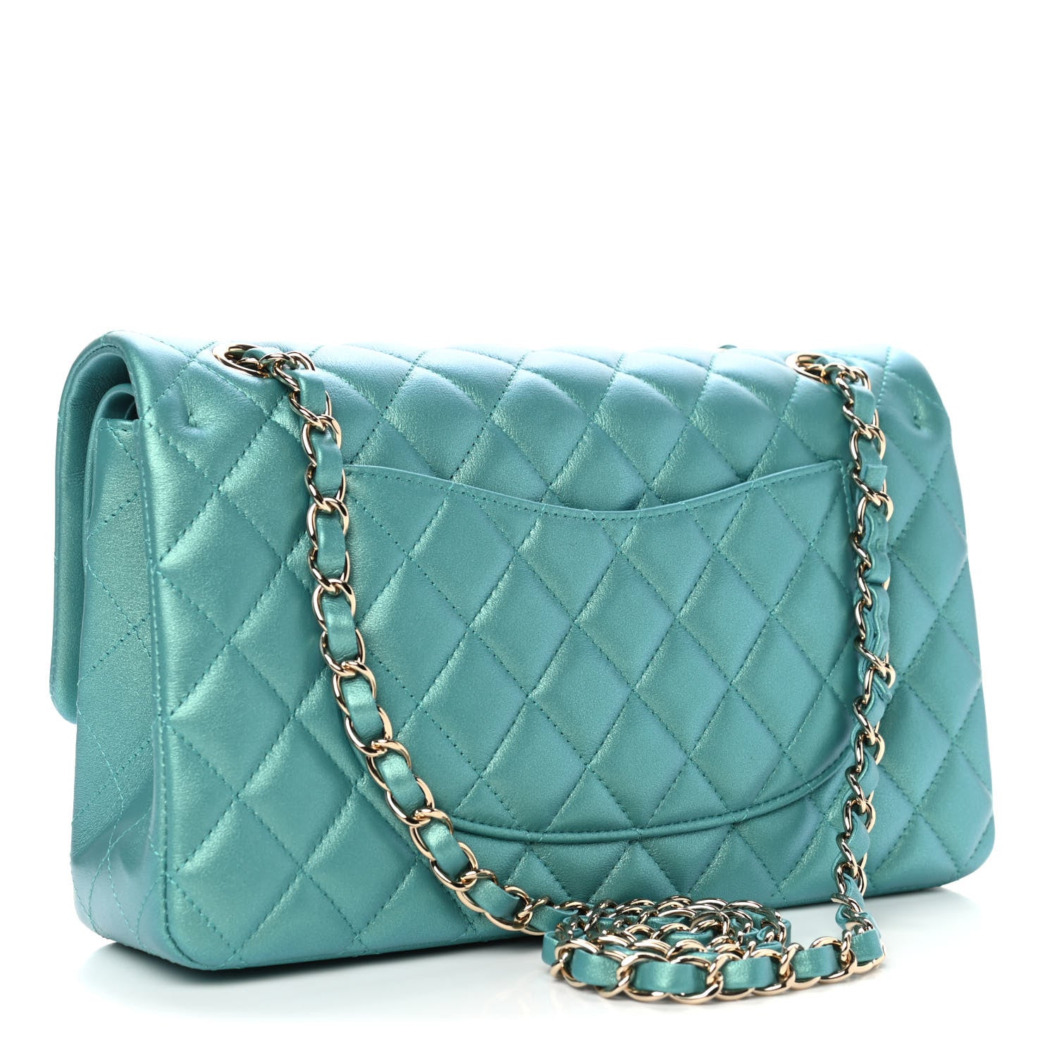 Chanel Iridescent Calfskin Quilted Medium Double Flap Green 2 of 5