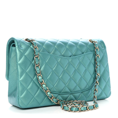 Chanel Iridescent Calfskin Quilted Medium Double Flap Green 2 of 5