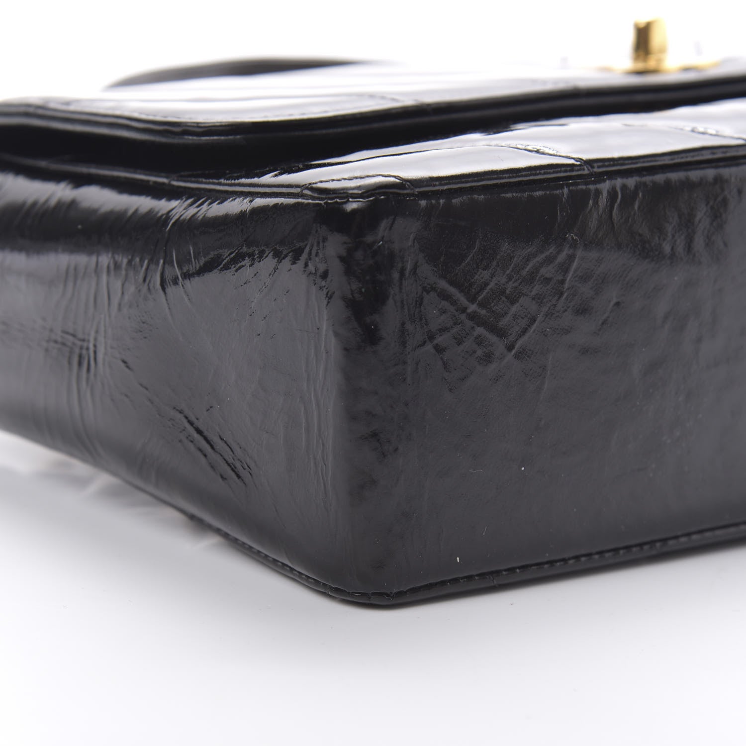 Chanel Patent Chevron Top Handle Flap Black 9 of 14