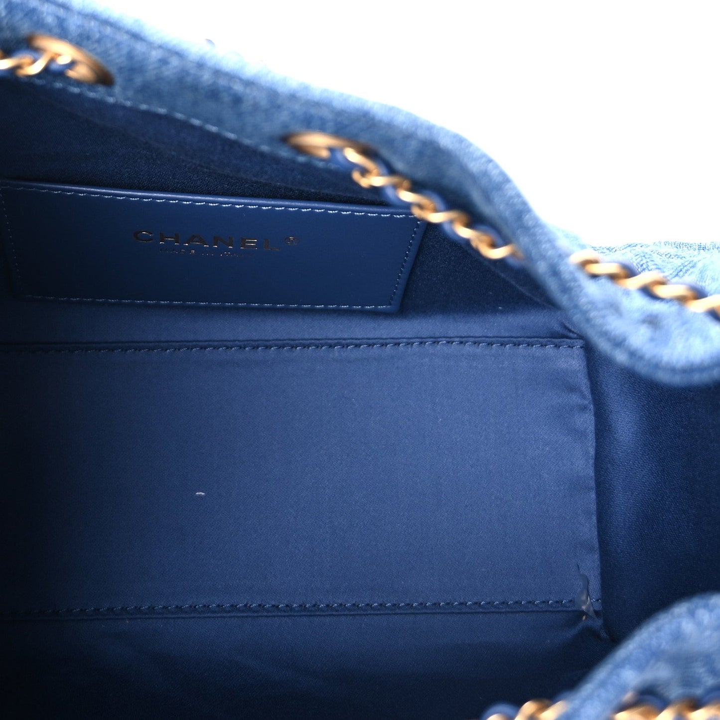 Washed Denim Quilted Mini  25 Handbag  Blue