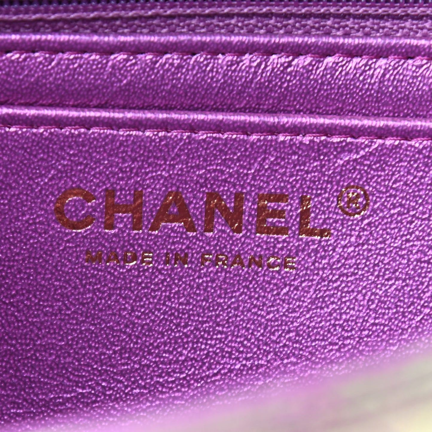 Iridescent Lambskin Quilted Mini Rectangular Flap Purple