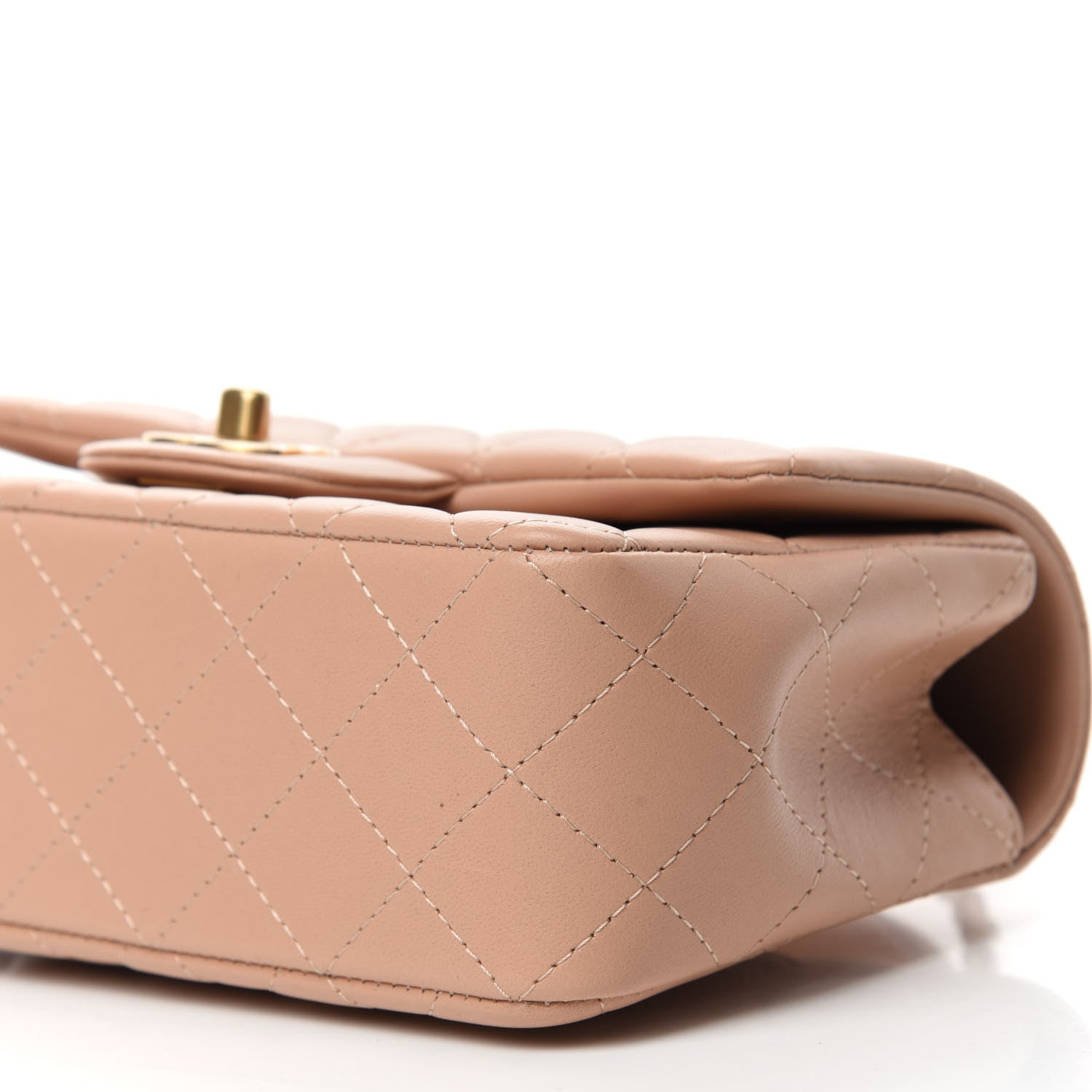 Chanel Lambskin Quilted Mini Top Handle Rectangular Flap Beige 10 of 11