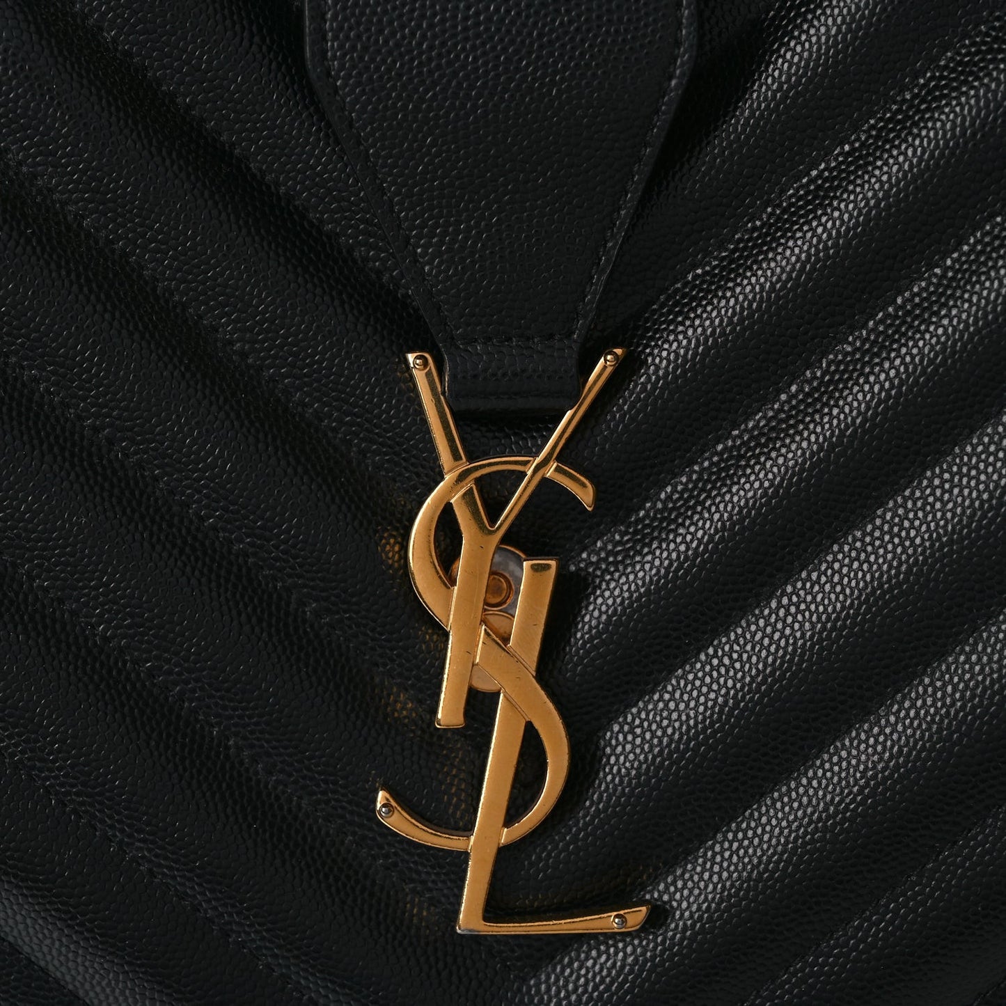 Grain De Poudre Matelasse Chevron Monogram Shopping Bag Black