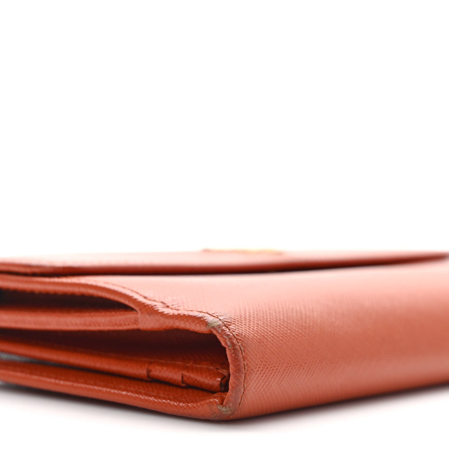 Prada Saffiano Metal Large Compact Flap Wallet Papaya 7 of 11