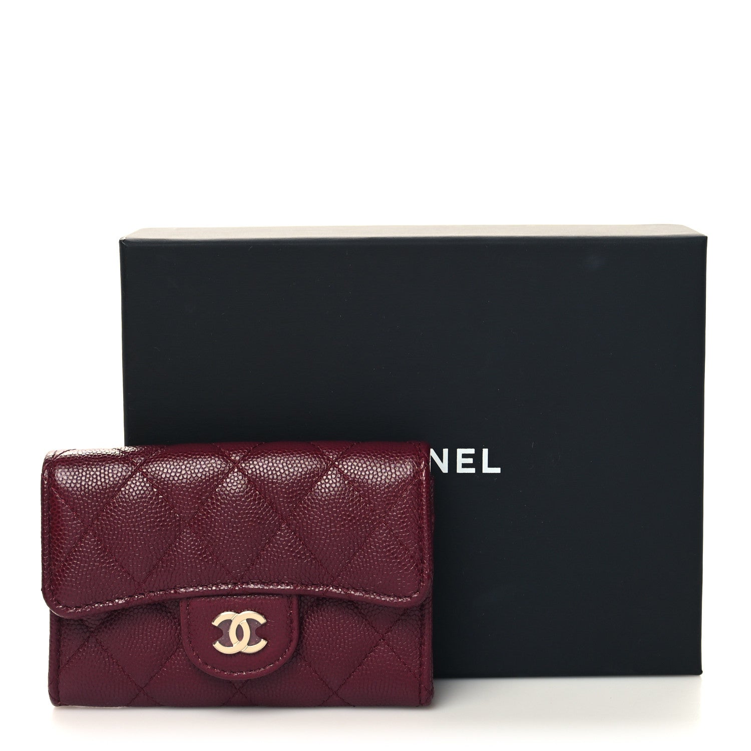 Chanel Caviar Quilted Flap Card Holder Wallet Burgundy 10 of 10