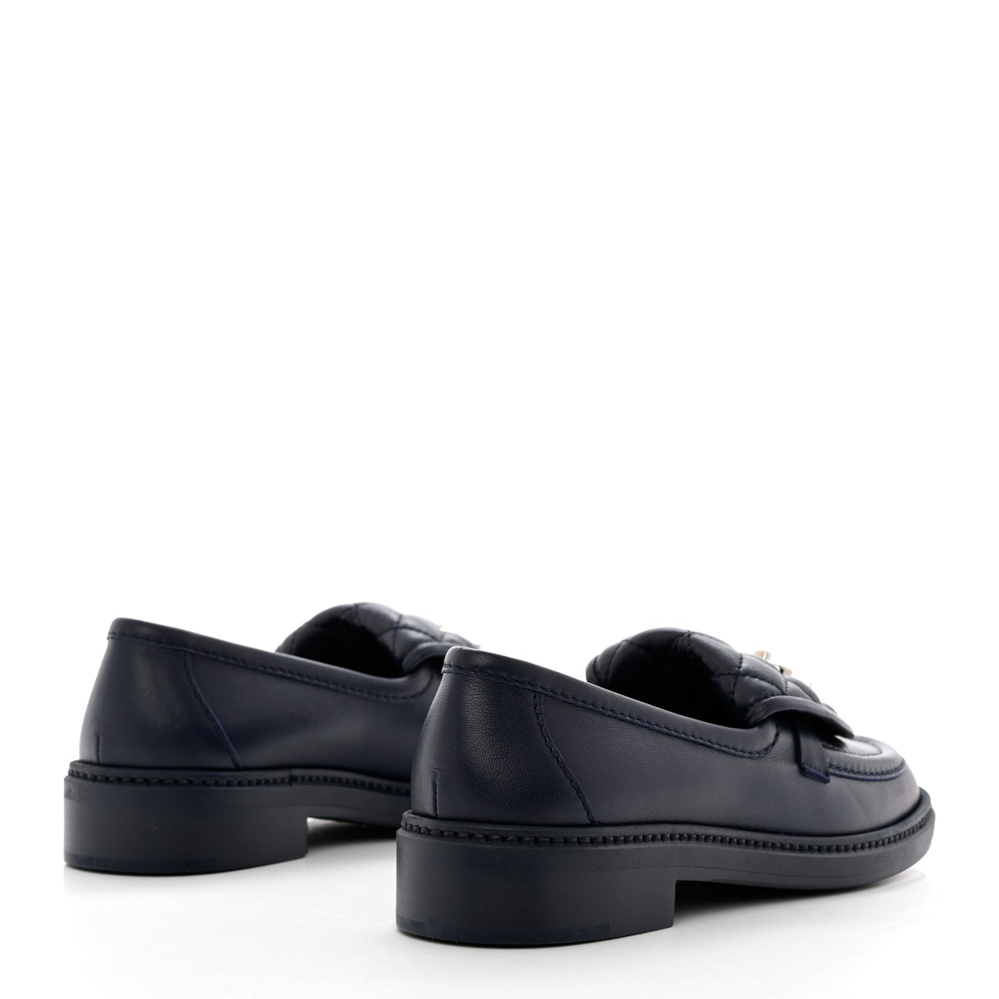 Lambskin Quilted CC Turnlock Loafers 37 Navy