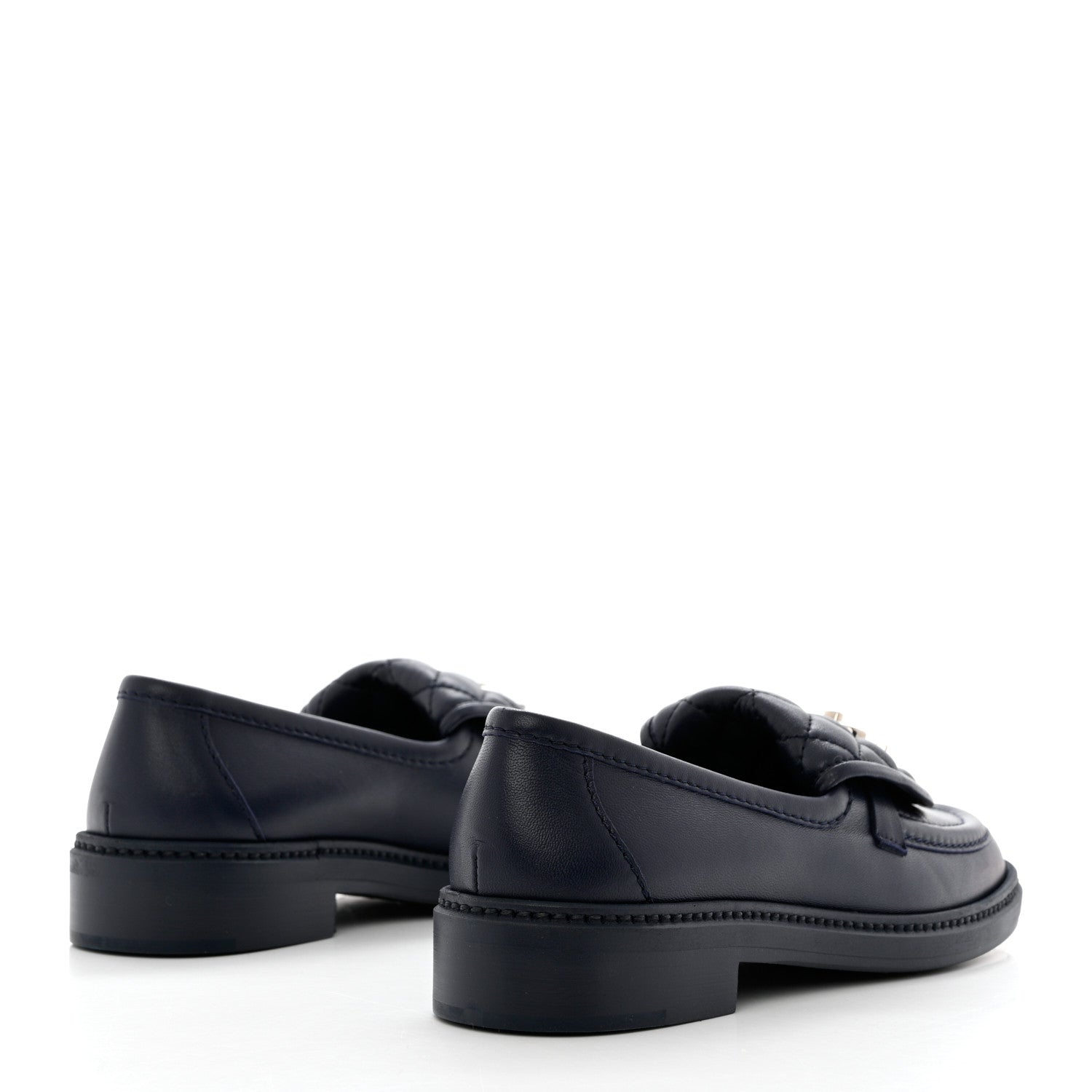 Chanel Lambskin Quilted CC Turnlock Loafers 37 Navy 4 of 10