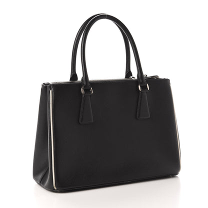 Prada Saffiano Mini Galleria Double Zip Tote Black Talco 3 of 12