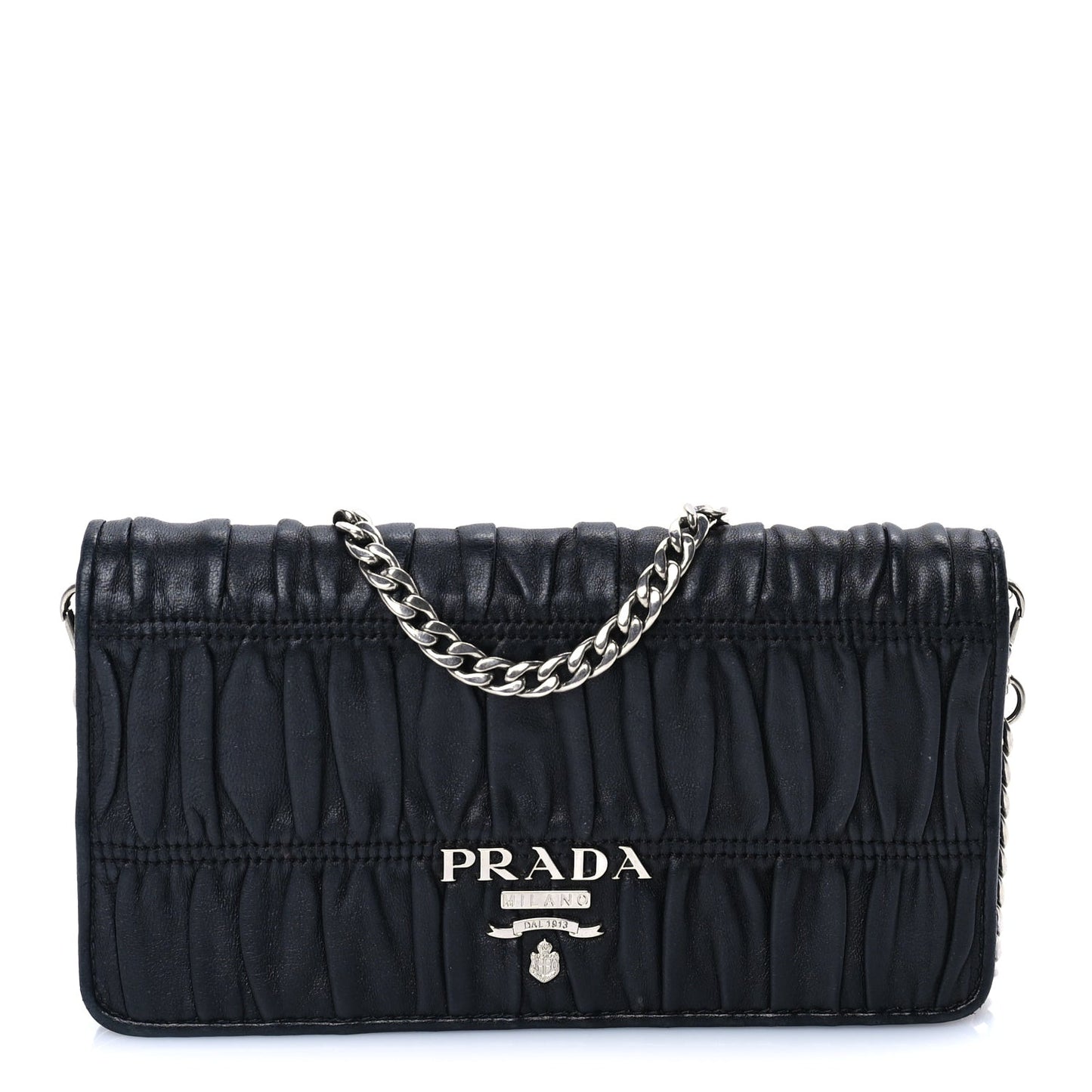 Nappa Gaufre Wallet On Chain  Black