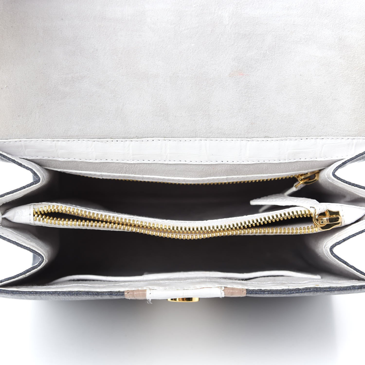 Nancy Gonzalez Crocodile Linen Mini Lily Top Handle Bag Navy 5 of 14