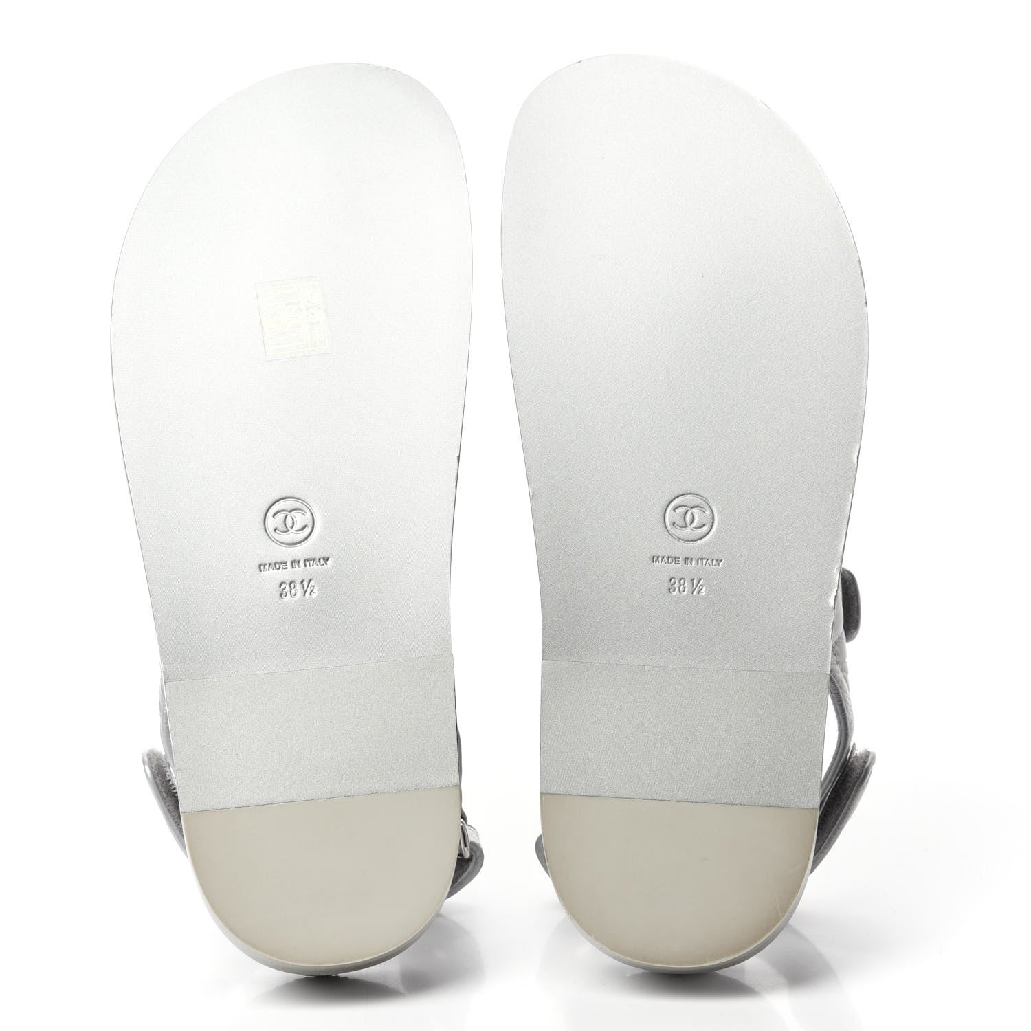 Chanel Iridescent Lambskin Velcro Dad Sandals 38.5 Silver 5 of 9