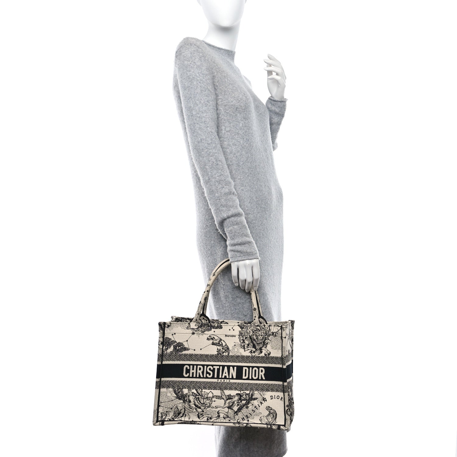 Christian Dior Canvas Embroidered Small Zodiac Toile De Jouy Book Tote Latte 2 of 10