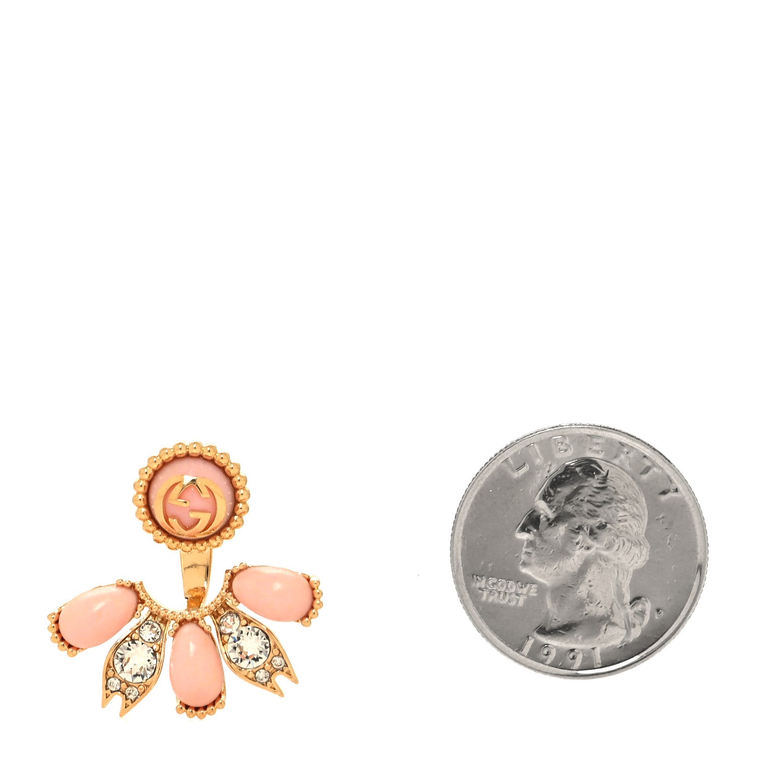 Gucci Resin Crystal Single GG Earring Pink Gold 2 of 5