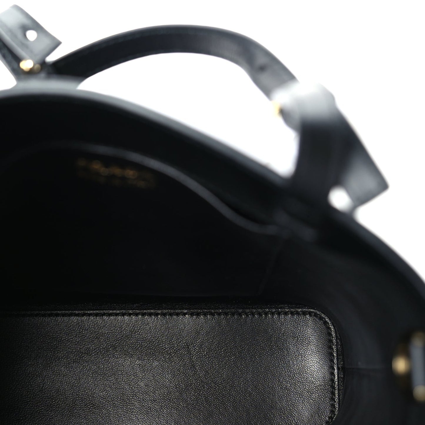 Calfskin Metal Triangle Logo Tote  Black