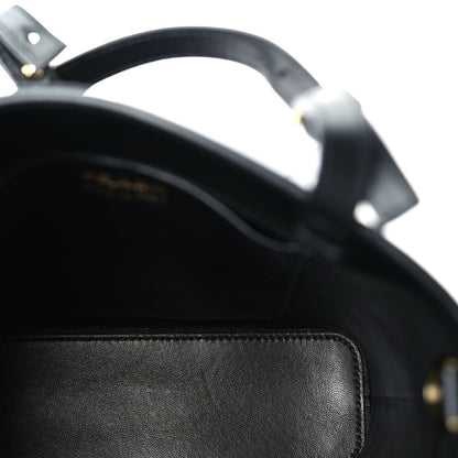Prada Calfskin Metal Triangle Logo Tote  Black 4 of 8