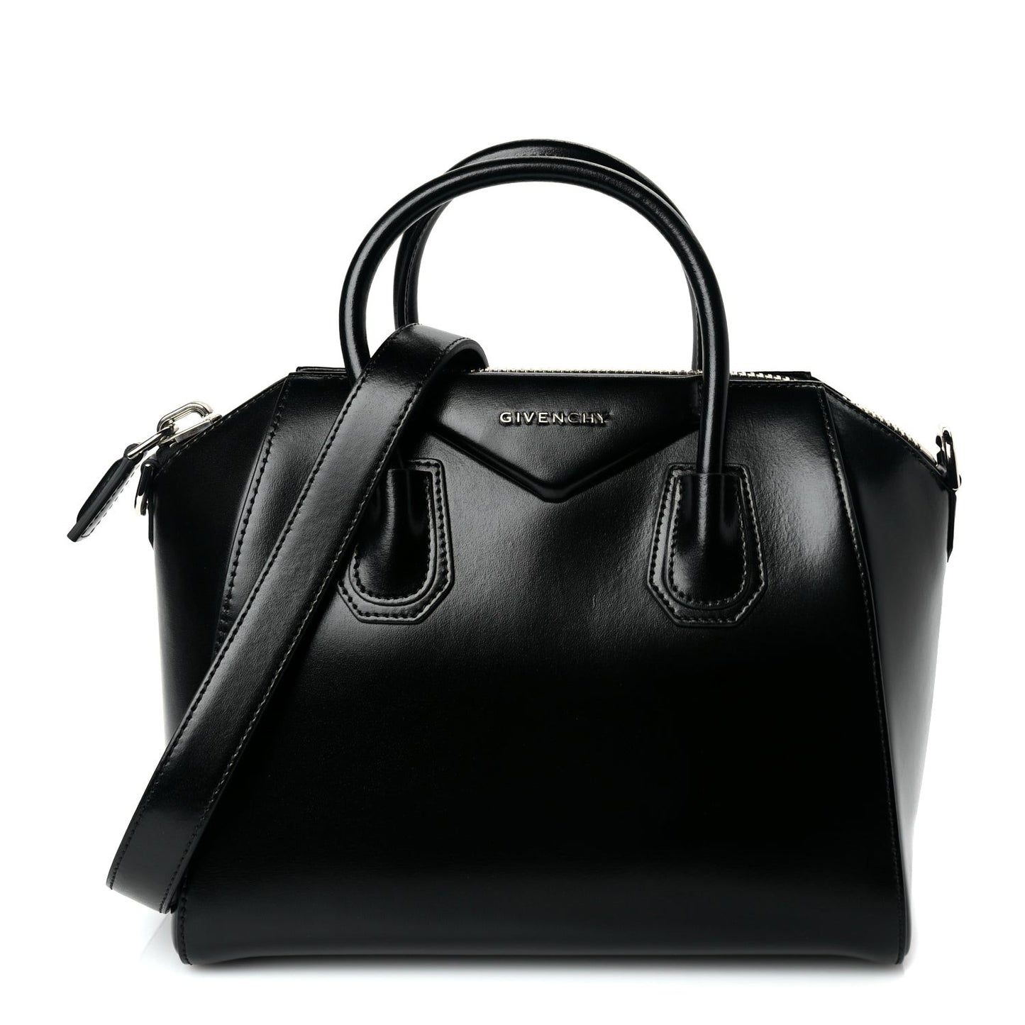 Shiny Lord Calfskin Small Antigona Black