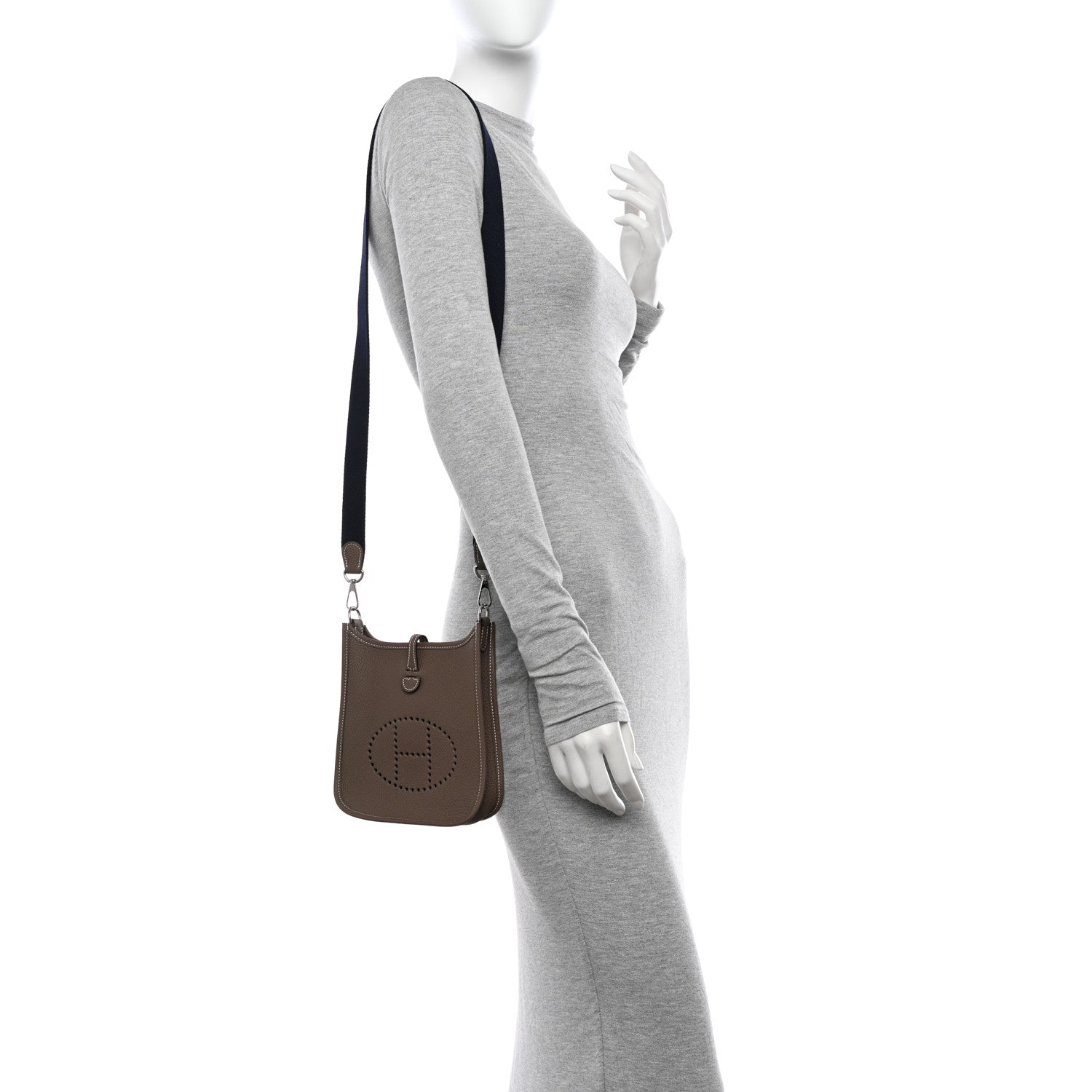 Hermes Taurillon Clemence Amazone Evelyne TPM Etoupe Bleu Indigo 2 of 11