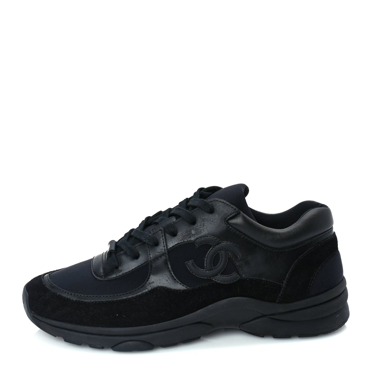 Toile Suede Calfskin CC Mens Sneakers 41  Black
