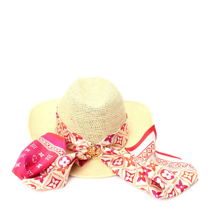 Louis Vuitton Raffia Tiles By The Pool Panama Fedora S Natural Coral 6 of 9