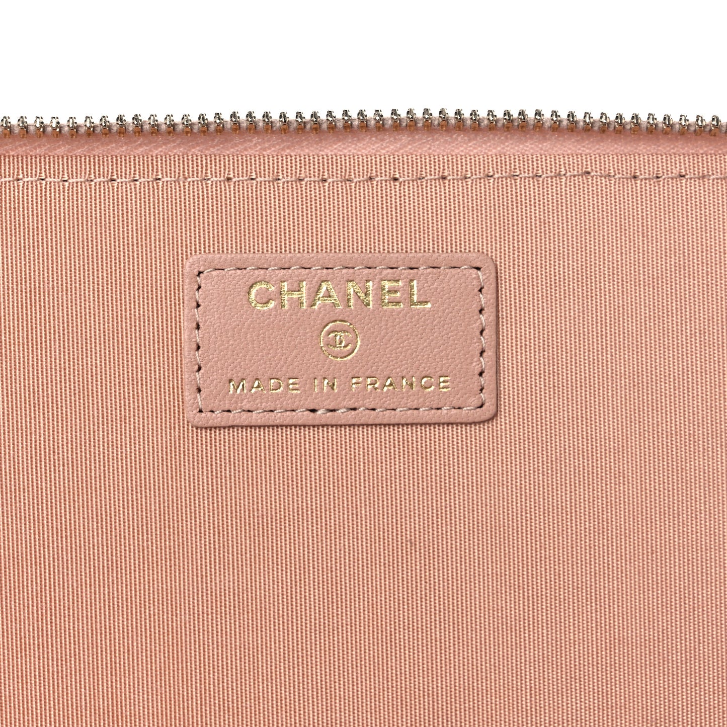 Lambskin Quilted Small Top Handle Vanity Case With Chain Beige