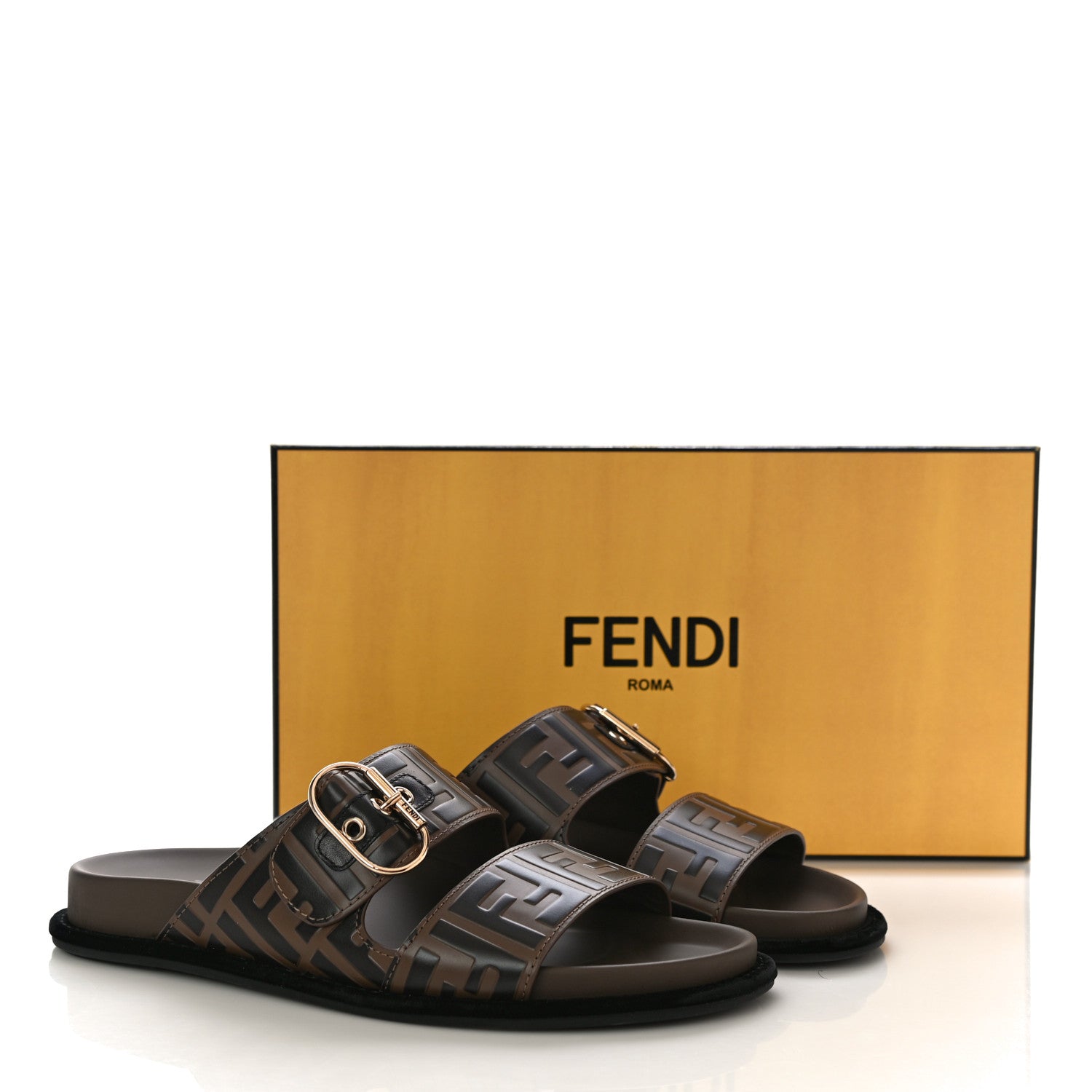 Fendi Calfskin FF Embossed Slide Sandals 40.5 Maya Black 12 of 12