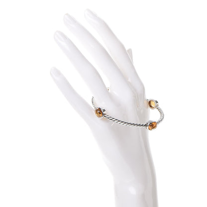 David Yurman Sterling Silver Citrine Cable Station Bangle 2 of 5