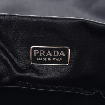 Prada Satin Mink Fur Shoulder Bag Black 6 of 11