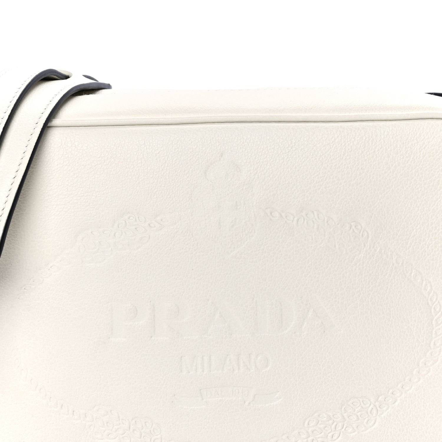 Prada Glace Calfskin Embossed Logo Crossbody White 6 of 7