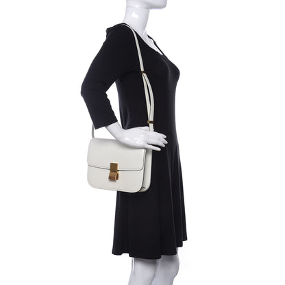 Celine Spazzolato Calfskin Medium Classic Box Flap Bag White 2 of 10