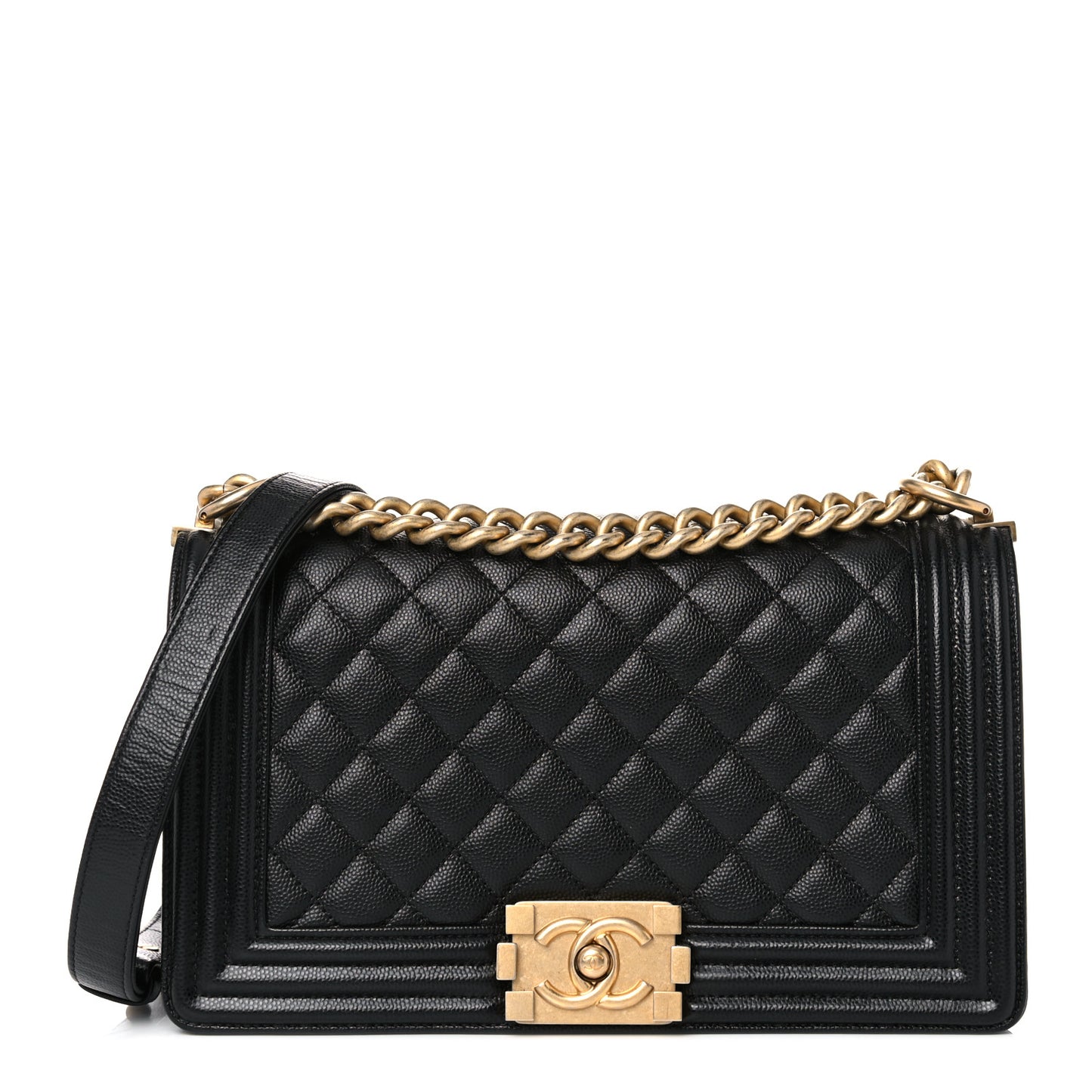 Caviar Quilted Medium Boy Flap Black