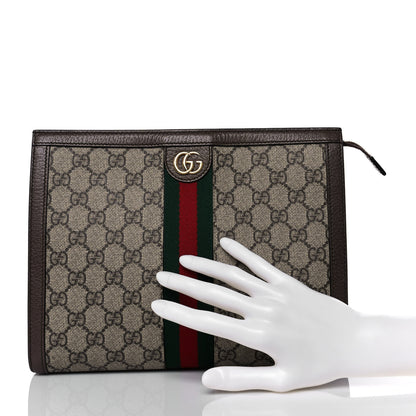 Gucci GG Supreme Monogram Web Ophidia Pouch Brown 2 of 13