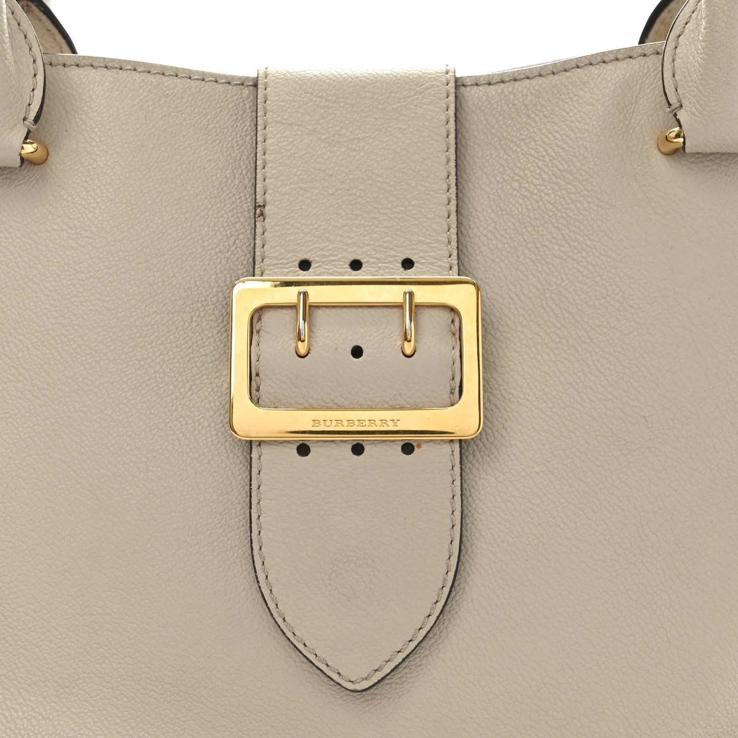 Burberry Soft Grain Calfskin Medium Buckle Tote Limestone 7 of 7