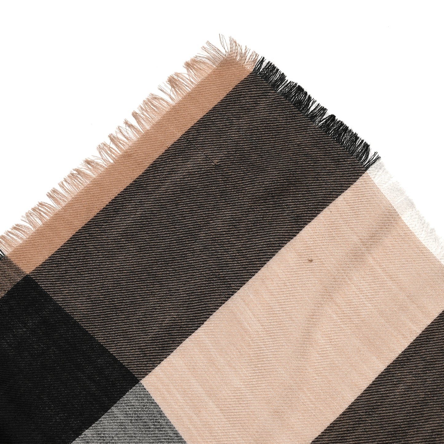 Cashmere Mega Check Fringe Scarf Camel