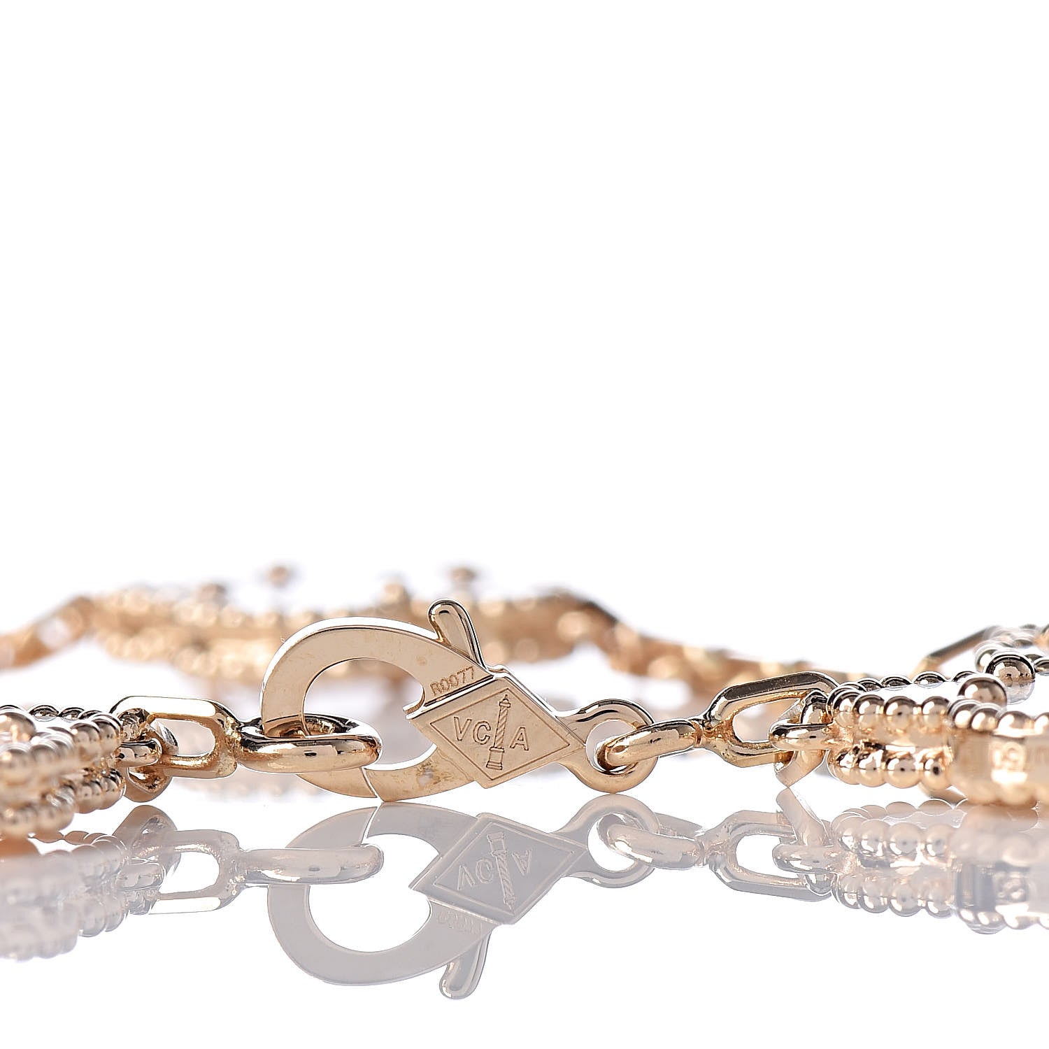 Van Cleef & Arpels 18K Yellow Gold Mother of Pearl 5 Motifs Vintage Alhambra Bracelet 5 of 7