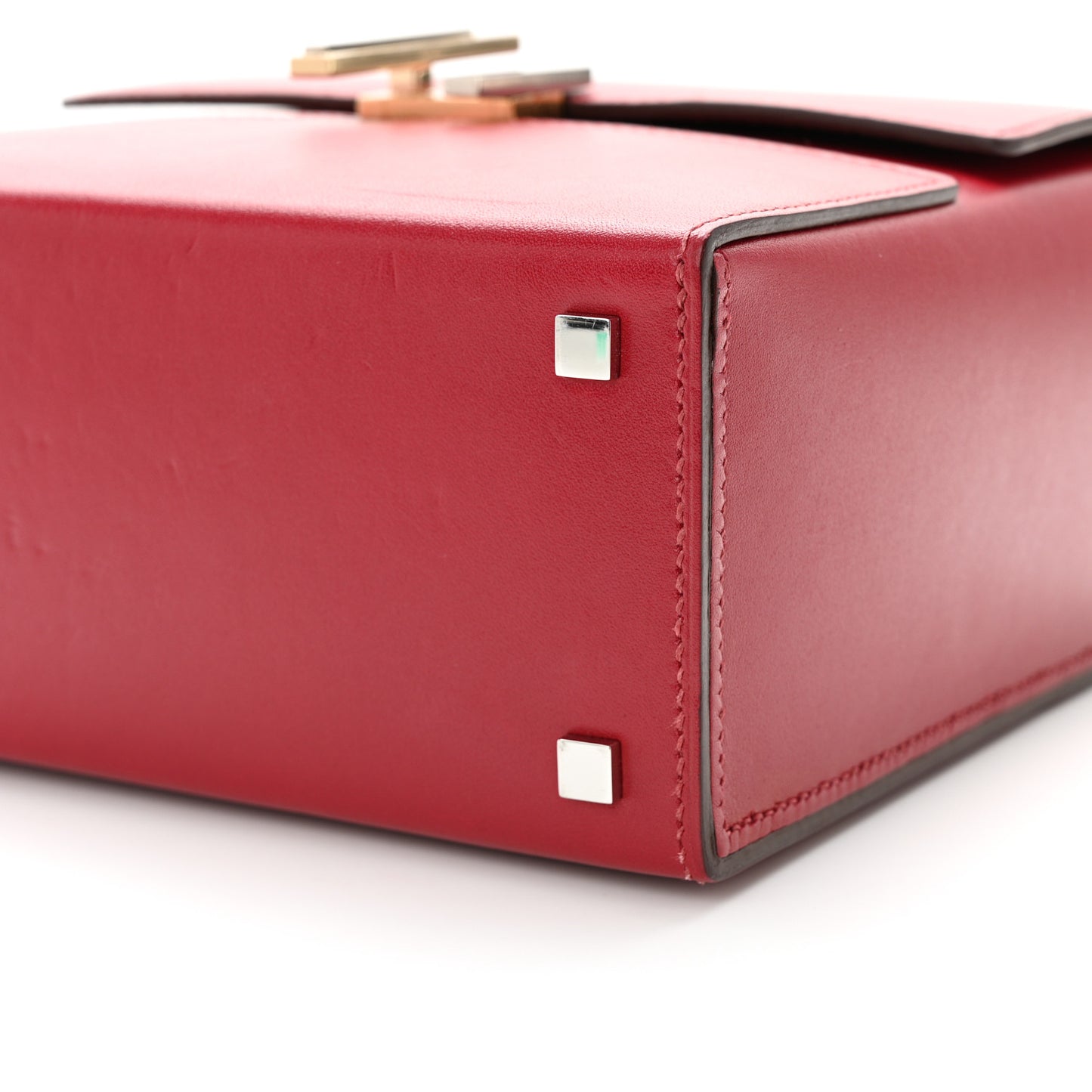 Villandry Calfskin Cinhetic Boxy Top Handle Bag Rubis