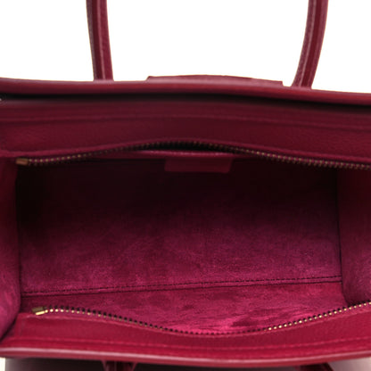 Celine Drummed Calfskin Nano Luggage Rasberry 5 of 10