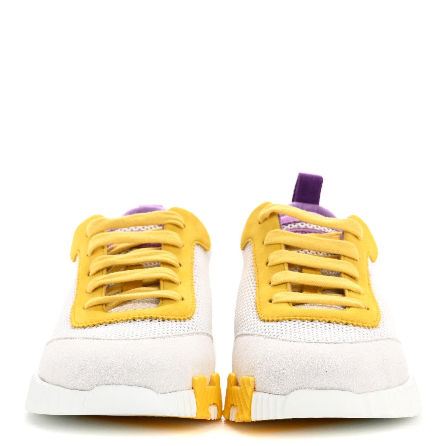 Hermes Air Mesh Suede Goatskin Bouncing Sneakers 36 White Multicolor 3 of 7