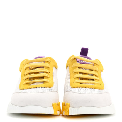Hermes Air Mesh Suede Goatskin Bouncing Sneakers 36 White Multicolor 3 of 7