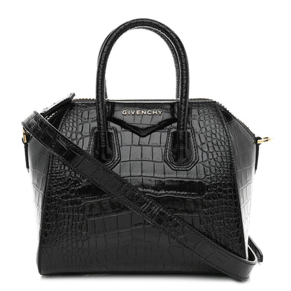 Givenchy Calfskin Crocodile Embossed Mini Antigona Black 1 of 11