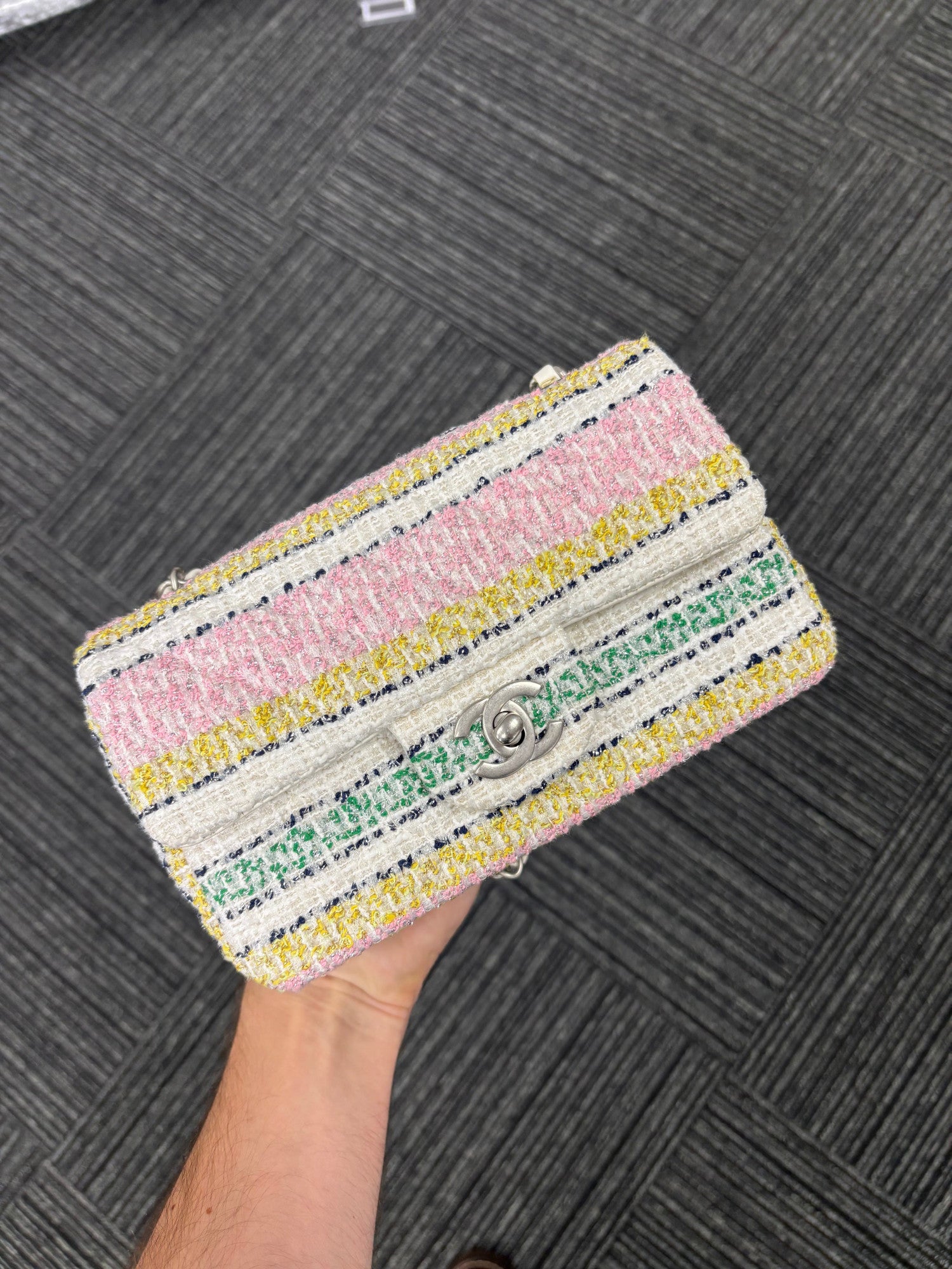 Chanel Tweed Mini Quilted Rectangular Flap Light Pink Multicolor 1 of 1
