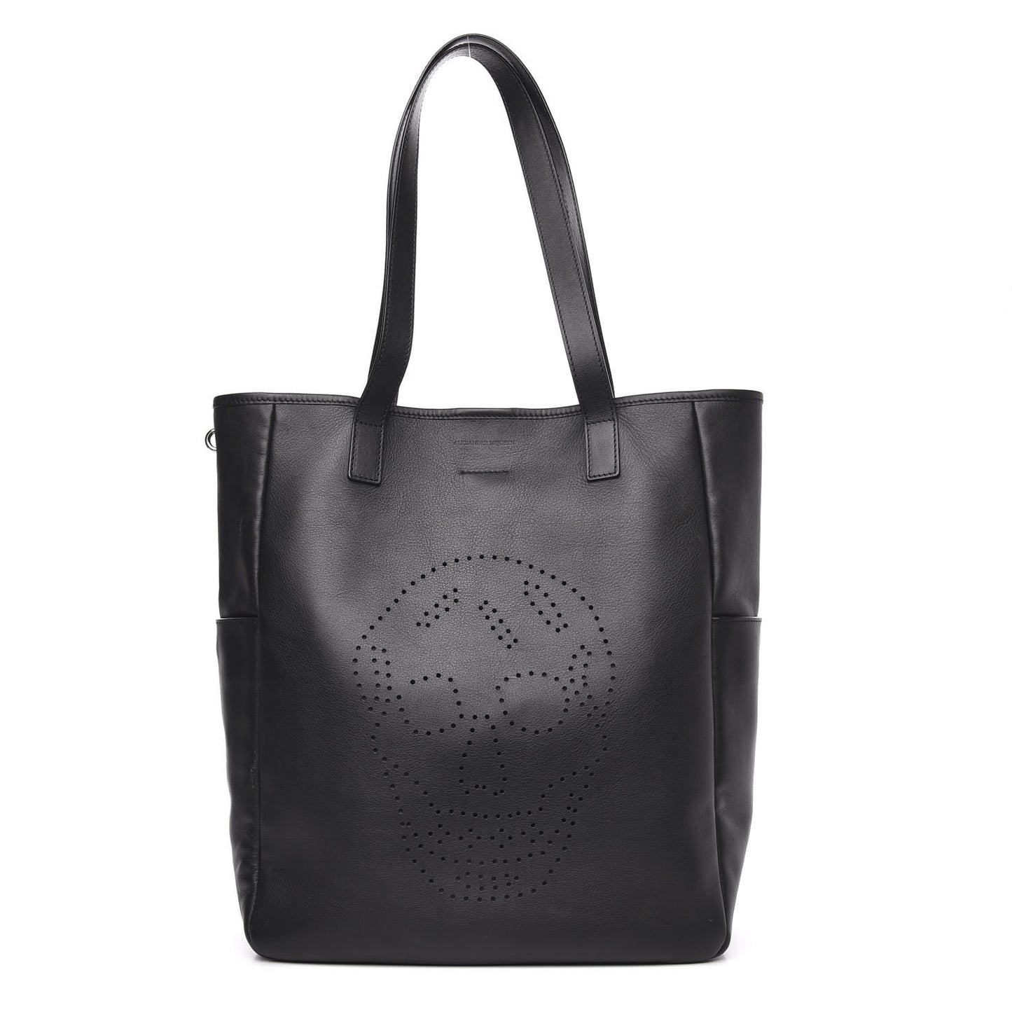 Calfskin Perforated Skull Tote Black