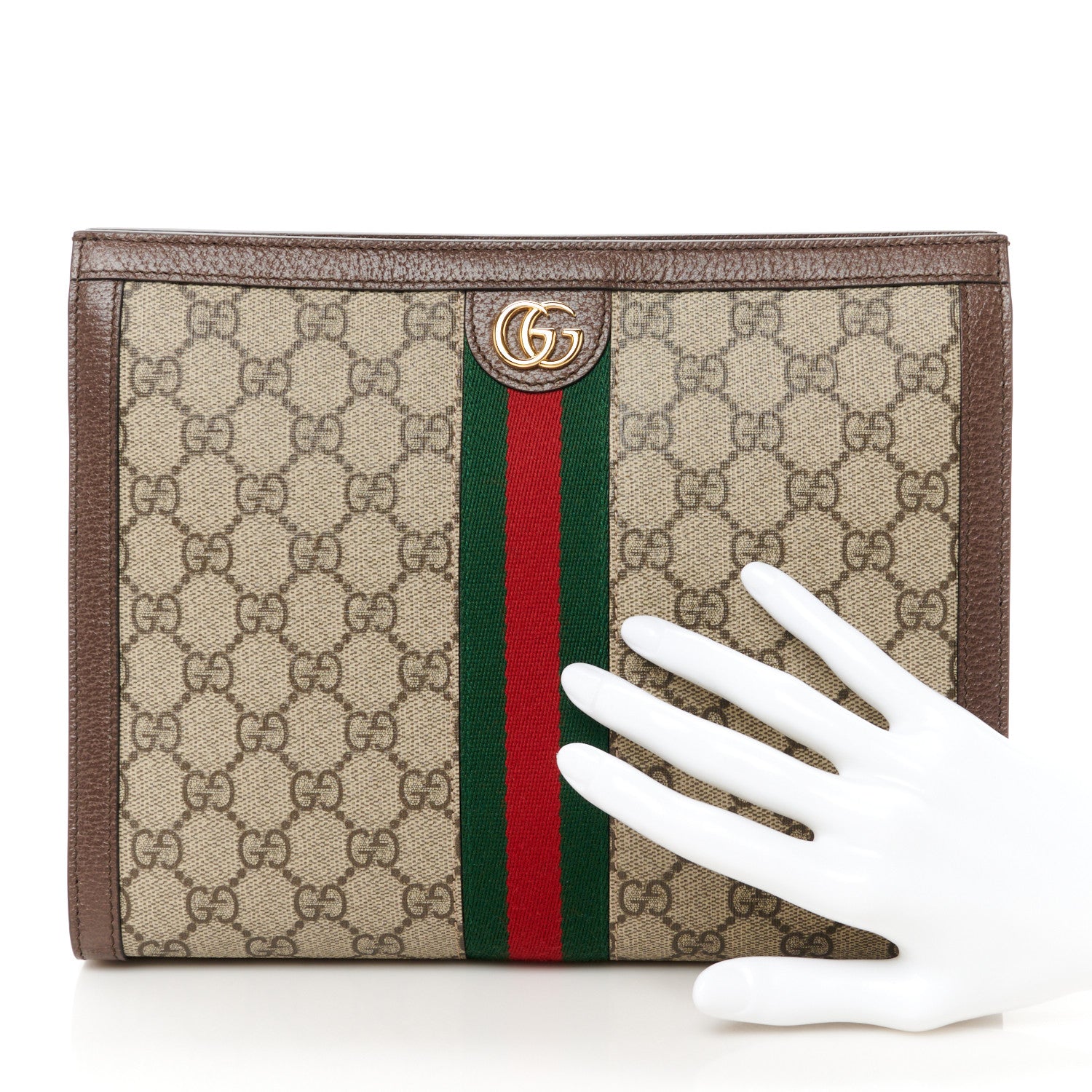 Gucci GG Supreme Monogram Web Ophidia Pouch Brown 2 of 9