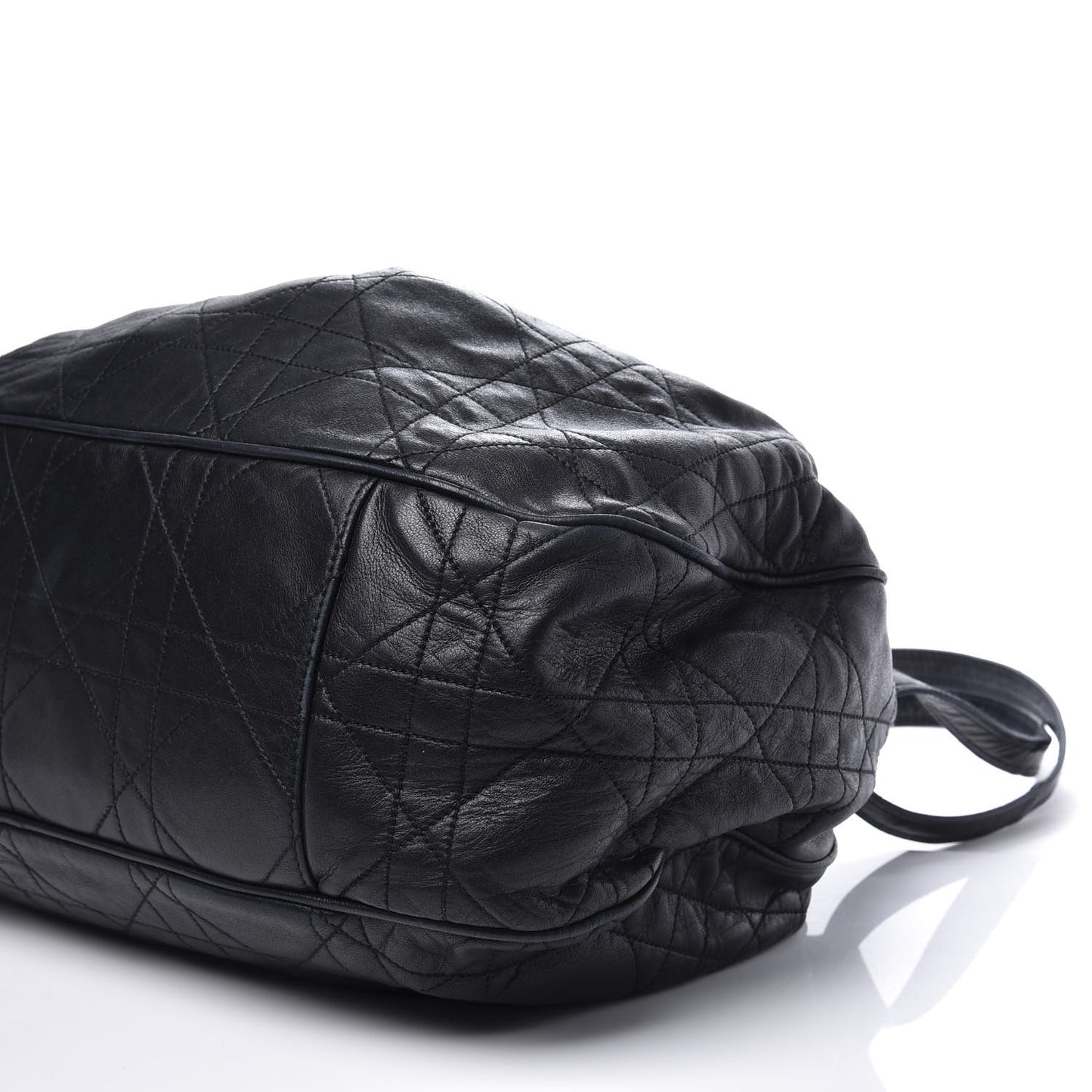 Lambskin Cannage Drawstring Bag Black